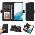 thumbnail image 1 of ELEHOLD For Samsung Galaxy S21+ Leather Wallet Phone Case, Embossed Diamond Folio Flip Cover, Card Holder Cash Slot, Stand Support, Wrist Strap Lanyard -Black, 1 of 10