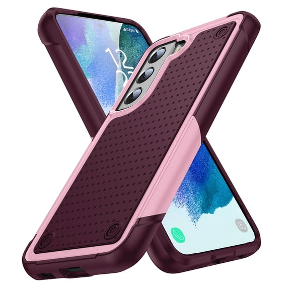 ELEHOLD for Samsung Galaxy S21 Plus 5G 2021 Fit Case, Military-Grade Dual Layer Raised Frame Screen & Camera Lens Protective Armor Hybrid PC+TPU Anti-Drop Shockproof Slim Rugged Case,Rose