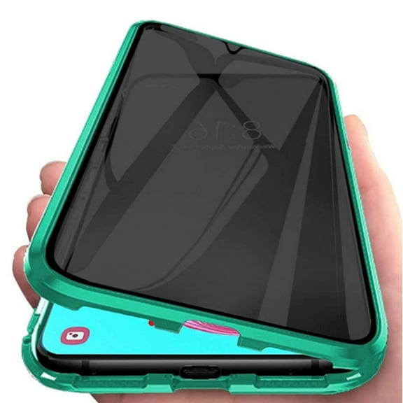 ELEHOLD for Samsung Galaxy S21+ Privacy Case, Double Sided Tempered Glass Metal Bumper Frame Magnetic Adsorption Privacy Screen Protector Anti-Peeping Anti-Spy Case Cover, Green