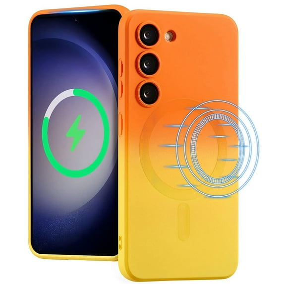 ELEHOLD for Samsung Galaxy S21+ / S21 Plus Case Compatible with MagSafe, Gradient TPU Shockproof Non-Slip Protective Slim Cover with Camera Lens Protector 6.6 Inch,Orange Yellow