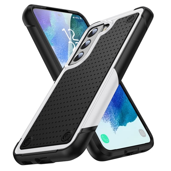 ELEHOLD for Samsung Galaxy S21 Ultra 5G 2021 Fit Case, Military-Grade Dual Layer Raised Frame Screen & Camera Lens Protective Armor Hybrid PC+TPU Anti-Drop Shockproof Slim Rugged Case,White