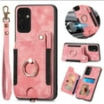 thumbnail image 1 of ELEHOLD for Samsung Galaxy S21 Ultra Case with Ring Holder, Galaxy S21 Ultra Wallet Case with RFID Blocking Card Holder Wristlet Strap, Magnetic Button Flip Folio Kickstand Shockproof Phone Cover,Pink, 1 of 10