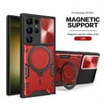 thumbnail image 1 of ELEHOLD for Samsung Galaxy S21 Ultra, Case with Slide Camera Lens Protector,Built-in 360° Rotate Ring Stand Magnetic Shockproof Hard PC Cover,Support Magnetic Car Mount, red, 1 of 7