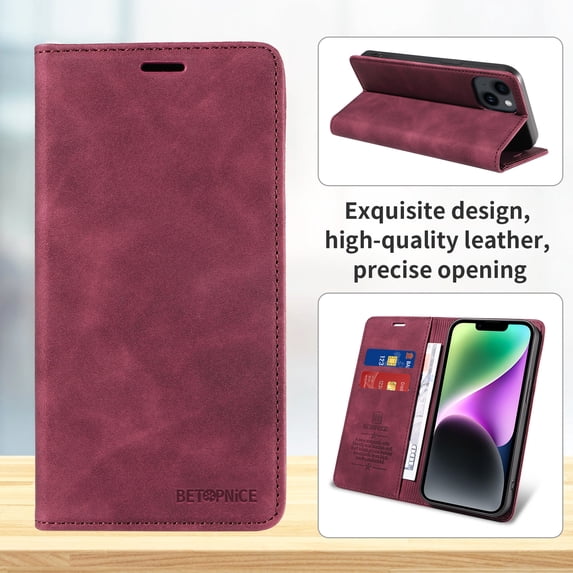 ELEHOLD for Samsung Galaxy S21 Ultra Wallet Case with RFID Blocking, PU Leather Flip Folio Card Holders RFID Blocking Kickstand Shockproof TPU Inner Shell Phone Cover for Women Men, red
