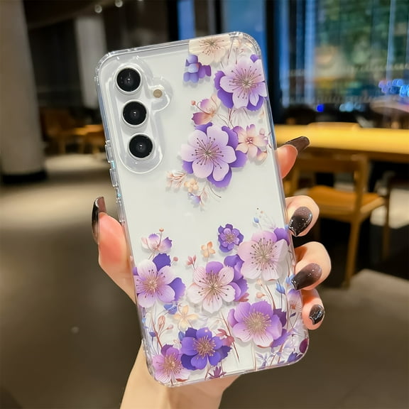 ELEHOLD for Samsung Galaxy S22 Case Flower Floral Embossed Pattern Crystal Clear Back Soft Shockproof TPU Bumper Slim Lightweight Anti-Yellowing Case, G