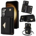 thumbnail image 1 of ELEHOLD for Samsung Galaxy S22 Case Premium Leather Wallet with Back Organ Card Holders Kickstand Function Crossbody Shoulder Strap Luxury Shockproof Women Purse Cover ,black, 1 of 5