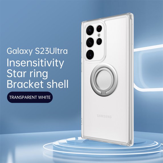 ELEHOLD for Samsung Galaxy S22, Full Cover Protector Case,Slim Shockproof with Built-in 360°Rotatable Invisible Ring Holder Kickstand Anti-Scratch Matte Case Cover, white