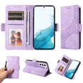 thumbnail image 1 of ELEHOLD For Samsung Galaxy S22 Leather Wallet Phone Case, Embossed Diamond Folio Flip Cover, Card Holder Cash Slot, Stand Support, Wrist Strap Lanyard -Purple, 1 of 10