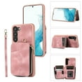 thumbnail image 1 of ELEHOLD for Samsung Galaxy S22,Luxury Zipper Wallet Case with Card Slots Zipper Pocket Kickstand Function Wriststrap Crossbody Shoulder Strap Shockproof Purse Case,pink, 1 of 7