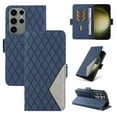 thumbnail image 1 of ELEHOLD for Samsung Galaxy S22 Magnetic Splicing Cover, Shockproof Premium Vintage PU Leather RFID Blocking Card Slots Protective Slim Fit Folio Stand with Wrist Strap Phone Case, blue, 1 of 8