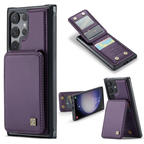 ELEHOLD for Samsung Galaxy S22 Plus Case with Card Holder, Samsung S22+ Plus Wallet Case for Women Men with RFID Blocking, Durable Leather Kickstand Shockproof Case for Galaxy S22 Plus 6.6 Inch,Purple