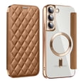 thumbnail image 1 of ELEHOLD for Samsung Galaxy S22 Plus Case Flip Folio Built-in Card Holder RFID Blocking Protective Leather Case Transparent Clear Back Magnetic Compatible with Mag Safe Shockproof Cover,brown, 1 of 1