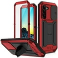 thumbnail image 1 of ELEHOLD for Samsung Galaxy S22 Plus Heavy Duty Case, Metal Frame Triple-Layer Armor Military Grade Shockproof Kickstand Screen Protector Camera Lens Sliding Anti-Scratch Rugged Case,Red, 1 of 7