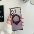 thumbnail image 1 of ELEHOLD for Samsung Galaxy S22 Slim Magnetic Case Fashion Glitter Paper Clear Case with Rotation Ring Holder Kickstand Compatible with Mag Safe Support Magnetic Car Mount Shockproof Cover,purple, 1 of 7