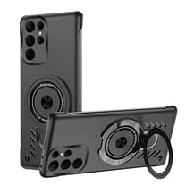 ELEHOLD for Samsung Galaxy S22 Ultra Case,Magnetic Adjustable Ring Holder Kickstand Breathable Hole Slim Heat Radiation Frameless Shockproof Protective Case for Samsung Galaxy S22 Ultra,Black