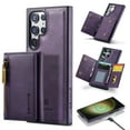 thumbnail image 1 of ELEHOLD for Samsung Galaxy S22 Ultra Detachable Wallet Case Premium PU Leather 2-in-1 Magnetic Removable Zipper Card Holders RFID Blocking Shockproof Protection Kickstand Leather Case,purple, 1 of 9