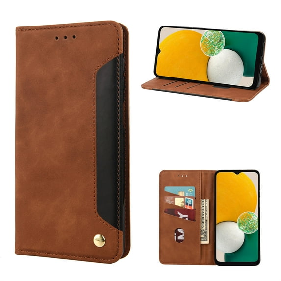 ELEHOLD for Samsung Galaxy S22 Ultra Flip Wallet Case, Slim Shockproof Premium Vintage PU Leather Magnetic Closure Built-in Card Holders Kickstand Function Wallet Purse Case,brown