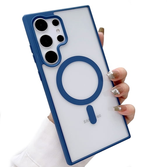 ELEHOLD for Samsung Galaxy S22 Ultra MagSafe Case, Magnetic Clear Case for Galaxy S22 Ultra, Hybrid TPU Bumper Shockproof Crystal Clear Anti-Scratch Slim Thin Case Cover 6.8 Inch,Deep Blue