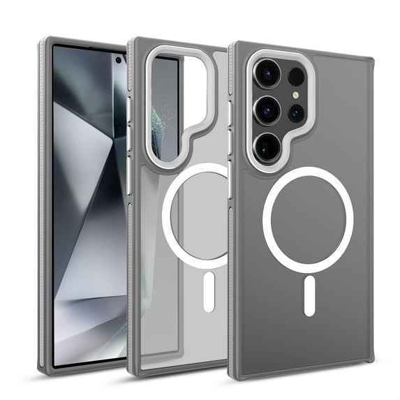 ELEHOLD for Samsung Galaxy S22 Ultra Matte Magnetic Case,Translucent Clear Cover Compatible with Mag Safe, Military Grade Drop Protection Shockproof Back Phone Cover for Samsung S22 Ultra,Grey