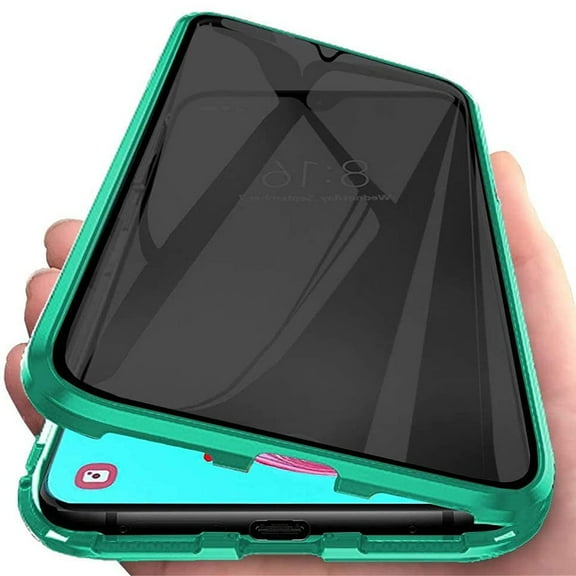 ELEHOLD for Samsung Galaxy S22 Ultra Privacy Case, Double Sided Tempered Glass Metal Bumper Frame Magnetic Adsorption Privacy Screen Protector Anti-Peeping Anti-Spy Case Cover, Green