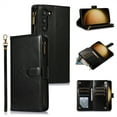 thumbnail image 1 of ELEHOLD for Samsung Galaxy S22 Wallet Case with 9 Card Holders Zipper Pocket Kickstand Soft PU Leather Flip Shockproof Protective Cover with Wrist Strap Business Style for Women Men,black, 1 of 6