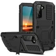 thumbnail image 1 of ELEHOLD for Samsung Galaxy S23 6.1" Case, Heavy Duty Armor Built-in Explosion-Proof Tempered Glass Screen Protector Wireless Charging Hang Rope Hidden Kickstand Shockproof Rugged Case,Black, 1 of 8