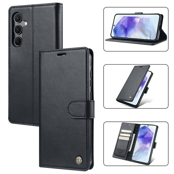 ELEHOLD for Samsung Galaxy S23 Business Wallet Case with RFID Blocking Credit Card Holder PU Leather Flip Kickstand Protective Shockproof Cover Women Men for Samsung Galaxy S23,Black