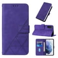 thumbnail image 1 of ELEHOLD for Samsung Galaxy S23 Embossed Wallet Case, Card Slots Magnetic Clasp Hand Strap Kickstand Function Wireless Charging Shockproof Business PU Leather Flip Folio Cover Case,Purple, 1 of 6