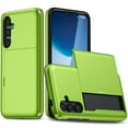 thumbnail image 1 of ELEHOLD for Samsung Galaxy S23 FE Case,Back Slide Card Holder Slot Hard PC Shockproof Protective Slim Fit Anti-Scratch Cover for Samsung Galaxy S23 FE,Green, 1 of 8