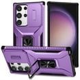 thumbnail image 1 of ELEHOLD for Samsung Galaxy S23 FE Heavy Duty Case Shockproof Anti-Scratch with Built-in Magnetic Rotation Ring Holder Stand Case,Rugged Non-Slip Slide Lens Protector Hard Case Cover, purple, 1 of 8