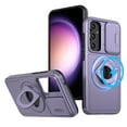 thumbnail image 1 of ELEHOLD for Samsung Galaxy S23 FE Magnetic Case,Rugged Hard PC Protective Case with Rotation Ring Holder Kickstand Sliding Camera Protector Compatible with Mag Safe for  Samsung Galaxy S23 FE, Purple, 1 of 6