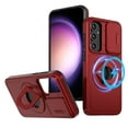 thumbnail image 1 of ELEHOLD for Samsung Galaxy S23 FE Magnetic Case,Rugged Hard PC Protective Case with Rotation Ring Holder Kickstand Sliding Camera Protector Compatible with Mag Safe for  Samsung Galaxy S23 FE, Red, 1 of 6