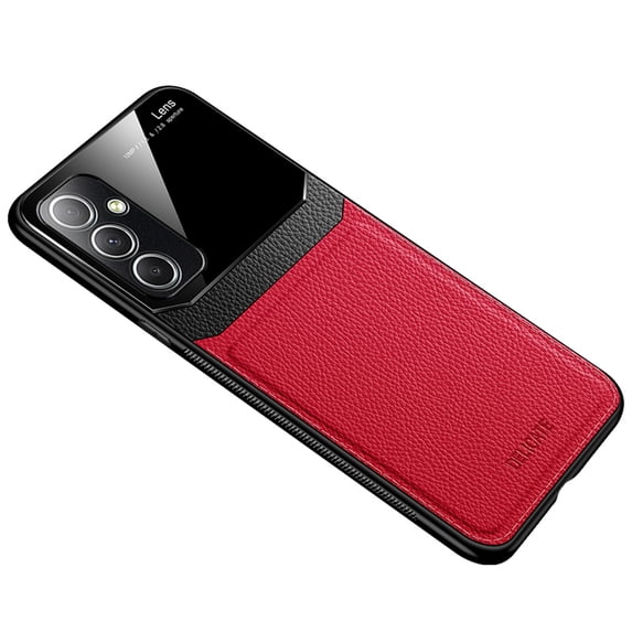 ELEHOLD for Samsung Galaxy S23 FE,Premium Leather Case Camera Lens Protection Slim Lightweight Non-Slip Shockproof Protective Cover For Samsung S23 FE,Red