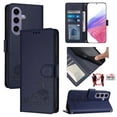 thumbnail image 1 of ELEHOLD for Samsung Galaxy S23 FE Wallet Case, Embossed Cat PU Leather RFID Blocking Protection Credit Card Slot Kickstand Shockproof Case with Crossbody Strap for Samsung Galaxy S23 FE,Blue, 1 of 11