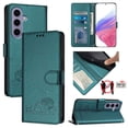thumbnail image 1 of ELEHOLD for Samsung Galaxy S23 FE Wallet Case, Embossed Cat PU Leather RFID Blocking Protection Credit Card Slot Kickstand Shockproof Case with Crossbody Strap for Samsung Galaxy S23 FE,Darkgreen, 1 of 11