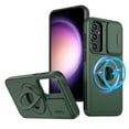 thumbnail image 1 of ELEHOLD for Samsung Galaxy S23+ Magnetic Case,Rugged Hard PC Protective Case with Rotation Ring Holder Kickstand Sliding Camera Protector Compatible with Mag Safe for  Samsung Galaxy S23+, Darkgreen, 1 of 6