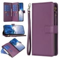 thumbnail image 1 of ELEHOLD for Samsung Galaxy S23 Magnetic Wallet Case, RFID Blocking Wallet Case for Women and Men with 9 Credit Card Holder Zipper Handbag Pocket PU Leather Protective Cover Case, darkpurple, 1 of 5