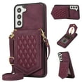 thumbnail image 1 of ELEHOLD for Samsung Galaxy S23 Plus 6.6" Fashion Wallet Case Argyle Pattern Leather RFID Bocking Card Slots Hidden Make Up Mirror Stand Function Magnetic Button Crossbody Shoulder Strap,Winered, 1 of 10
