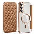 thumbnail image 1 of ELEHOLD for Samsung Galaxy S23 Plus Case Flip Folio Built-in Card Holder RFID Blocking Protective Leather Case Transparent Clear Back Magnetic Compatible with Mag Safe Shockproof Cover,brown, 1 of 1