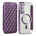 thumbnail image 1 of ELEHOLD for Samsung Galaxy S23 Plus Case Flip Folio Built-in Card Holder RFID Blocking Protective Leather Case Transparent Clear Back Magnetic Compatible with Mag Safe Shockproof Cover,purple, 1 of 1