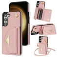 thumbnail image 1 of ELEHOLD for Samsung Galaxy S23 Plus Case Premium Leather Wallet with Back Organ Card Holders Kickstand Function Crossbody Shoulder Strap Luxury Shockproof Women Purse Cover ,pink, 1 of 5