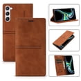 thumbnail image 1 of ELEHOLD for Samsung Galaxy S23 Plus Case Wallet Case, Luxury Retro PU Leather TPU Inner Magnetic Card Slots Cash Pokcet Kickstand Wear-Resisitant Shockproof Flip Business Case, Brown, 1 of 8