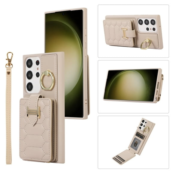 ELEHOLD for Samsung Galaxy S23 Plus Crossbody Wallet Case with Card Holder Soft PU Leather Shockproof Protective Cover with Shoulder Strap for Women Girls for Samsung Galaxy S23 Plus,beige