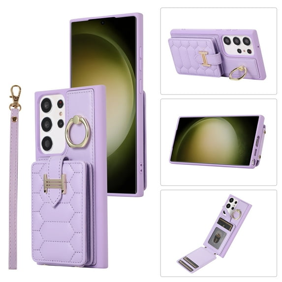 ELEHOLD for Samsung Galaxy S23 Plus Crossbody Wallet Case with Card Holder Soft PU Leather Shockproof Protective Cover with Shoulder Strap for Women Girls for Samsung Galaxy S23 Plus,purple