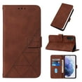 thumbnail image 1 of ELEHOLD for Samsung Galaxy S23 Plus Embossed Wallet Case, Card Slots Magnetic Clasp Hand Strap Kickstand Function Wireless Charging Shockproof Business PU Leather Flip Folio Cover Case,Brown, 1 of 6