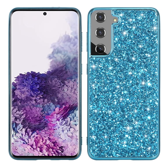 ELEHOLD for Samsung Galaxy S23 Plus Glitter Sparkle Bling Case, Shiny Powder Rough Surface TPU Rubber Anti-Scratch Shockproof Classical Fashion Slim Case for Women Girls, Blue