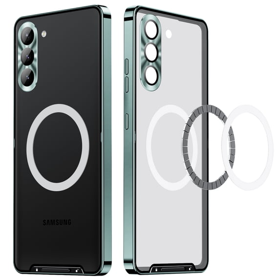 ELEHOLD for Samsung Galaxy S23 Plus Luxury Plating Case Ultra Slim Thin Compatible with MagSafe Charging Camera Lens Protection Metal Frame Shockproof Anti-Scratch Case,Green