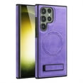 thumbnail image 1 of ELEHOLD for Samsung Galaxy S23 Plus Premium Leather Case Strong Magnetic Compatible with Mag Safe with Foldable Invisible Kickstand Scratch-Resistant Shockproof Protective Case,purple, 1 of 8