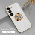 thumbnail image 1 of ELEHOLD for Samsung Galaxy S23 Plus Slim Case Electroplating Frame Design All-inclusive Lens Protection Metal Ring Holder Stand Function Shockproof Lightweight Case for S23+,White, 1 of 8