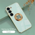 thumbnail image 1 of ELEHOLD for Samsung Galaxy S23 Plus Slim Case Electroplating Frame Design All-inclusive Lens Protection Metal Ring Holder Stand Function Shockproof Lightweight Case for S23+,Mint, 1 of 8